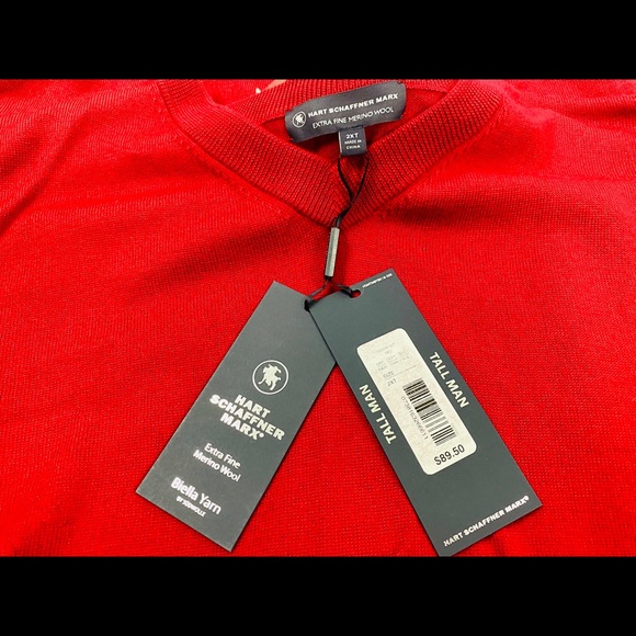 Hart Schaffner Marx Mens V Neck Vest Sz 2XT Red 100% MERINO WOOL New - Picture 5 of 9
